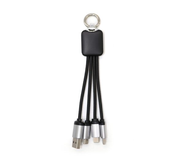 3 in 1 Braided Keychain Charging Cable with LED Laser Logo