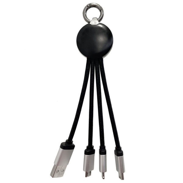 3 in 1 Keychain Charging Cable with LED Laser Logo