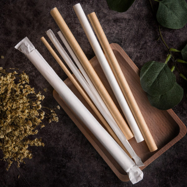 Custom Individually Wrapped Kraft Paper Straws with Logo Print
