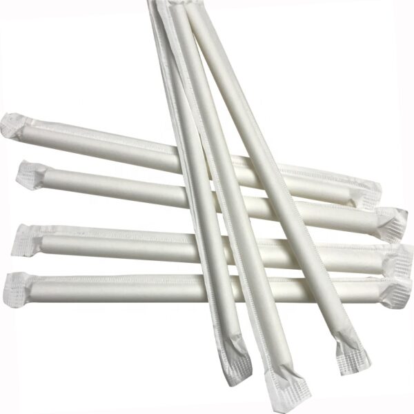 Custom Individually Wrapped Kraft Paper Straws with Logo Print