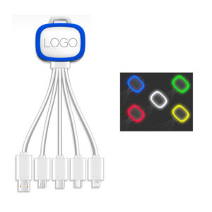 LED Lightup 5 In 1 USB Charging Data Cable -BPPP0072.1 LED Light Up 5 in 1 USB Charging Data Cable with Custom Logo