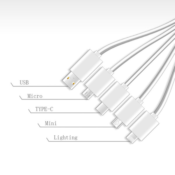 LED Light Up 5 in 1 USB Charging Data Cable with Custom Logo