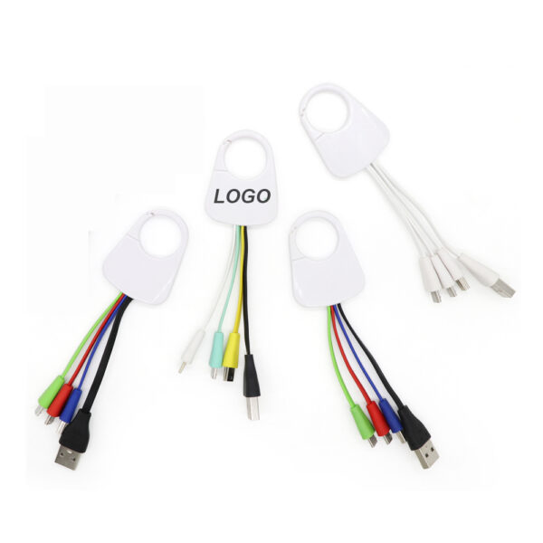 Multi Ports Type-C Micro Mini USB Charging Cable with Carabiner