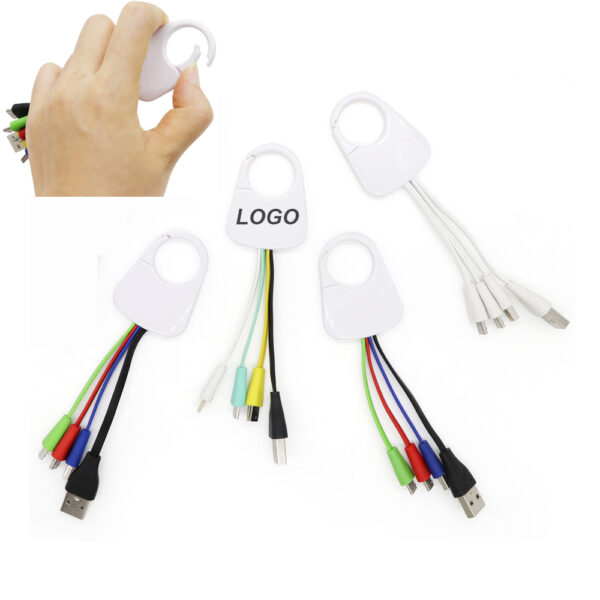 Multi Ports Type-C Micro Mini USB Charging Cable with Carabiner