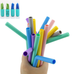 Custom Portable Silicone Straw & Cleaning Brush Kit in Capsule Case