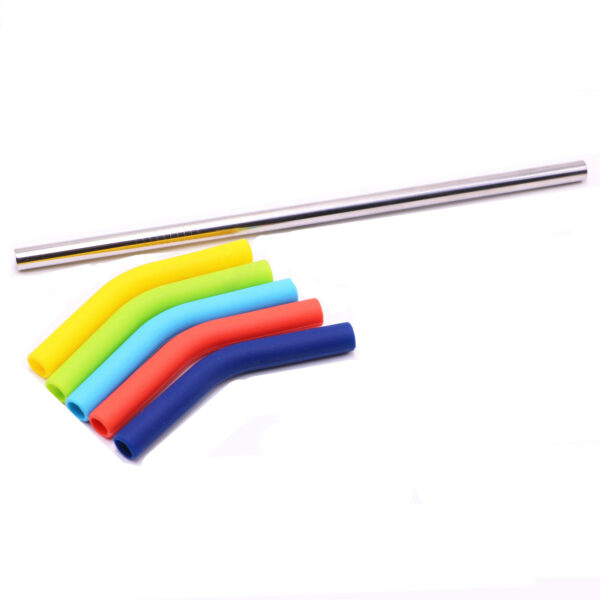 Custom Stainless Steel Drinking Straws with Bent Silicone Tip Kit