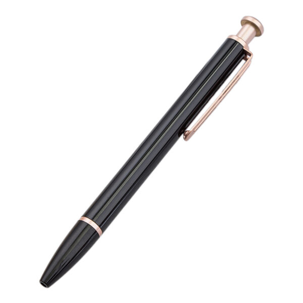 aluminium metal click action pen -BPPP0037.2 Custom Aluminium Metal Click Action Pen with Rose Gold Trim and Logo Imprint