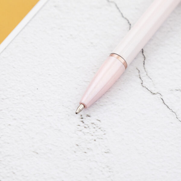 aluminium metal click action pen -BPPP0037.4 Custom Aluminium Metal Click Action Pen with Rose Gold Trim and Logo Imprint