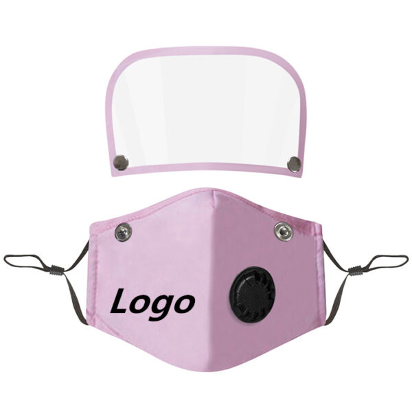 Máscara facial de válvula personalizada com bolso para filtro e proteção ocular amovível