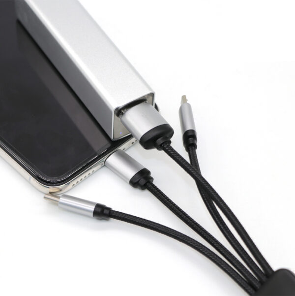 3 in 1 Keychain Charging Cable with LED Laser Logo