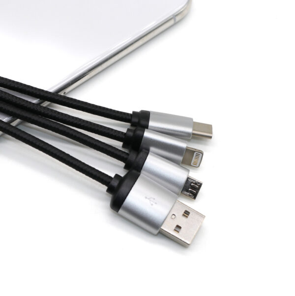 3 in 1 Keychain Charging Cable with LED Laser Logo